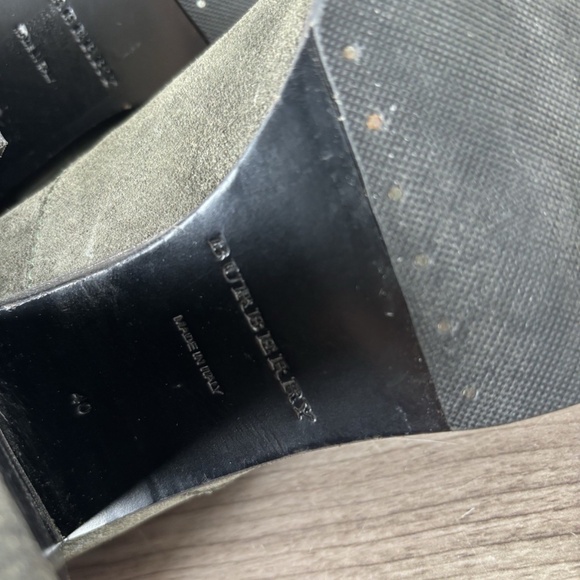 Burberry Ankle Boots Suede Chunky Heel Boots Green - Nova Check Plaide Sz 10 us - Picture 11 of 11